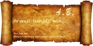 Aranyi Benjámin névjegykártya