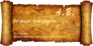 Aranyi Benjámin névjegykártya